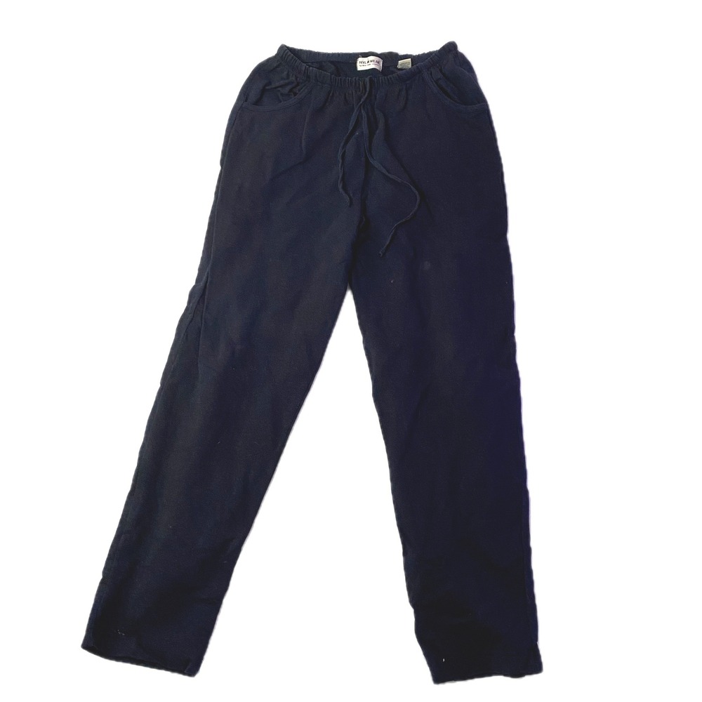 Nyl & Wear Lounge Pants Women Large Navy Drawstring Pockets‎